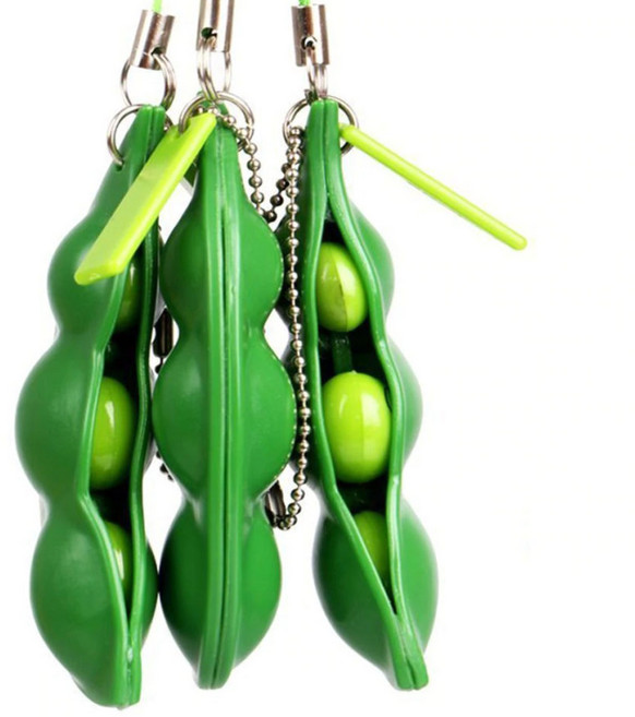 키체인완두콩 감압 장난감 스퀴즈 콩 스트레스 고무, 키체인완두콩GD02666, 1개