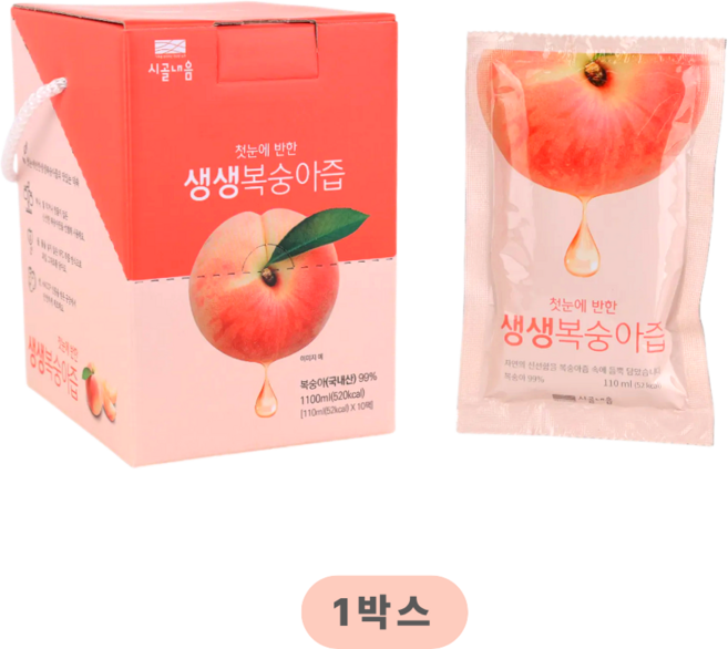 시골내음 첫눈에 반한 생생 복숭아즙 소포장, 110ml, 1박스
