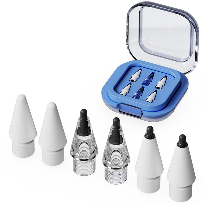 누아트 애플펜슬 호환 교체용 무소음팩 펜촉 6종 세트, 블루, 1세트