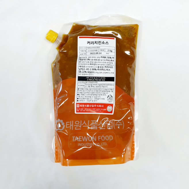 태원식품 양념치킨소스 커리치킨소스 2KG BOX 카레맛, 5개