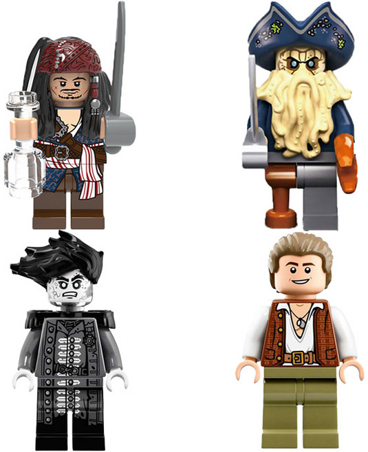 캐리비안의 해적 캐릭터 4종 호환블럭 브릭미니피규어 취미/수집/장식/컬렉션용 커스텀 블록피겨, 해적005. 캐리비안의 해적 4종 세트(로켓), 1개