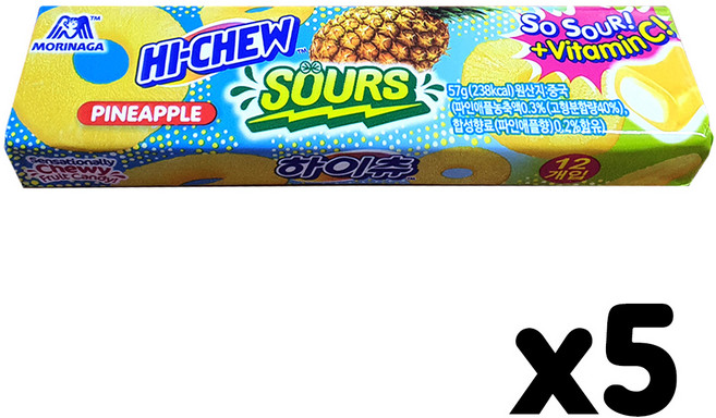 모리나가 하이츄 사우어 파인애플맛 57g, 5개