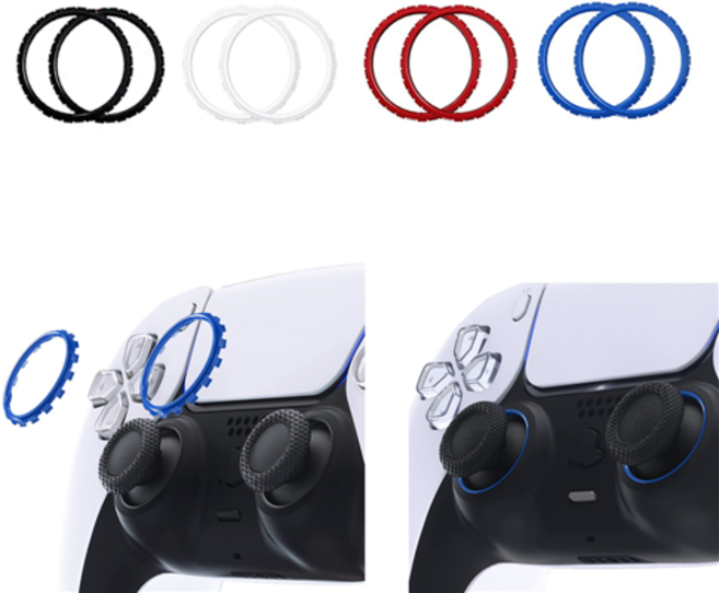 듀얼센스 수리 하우징 스틱 커스텀링, 블랙2P