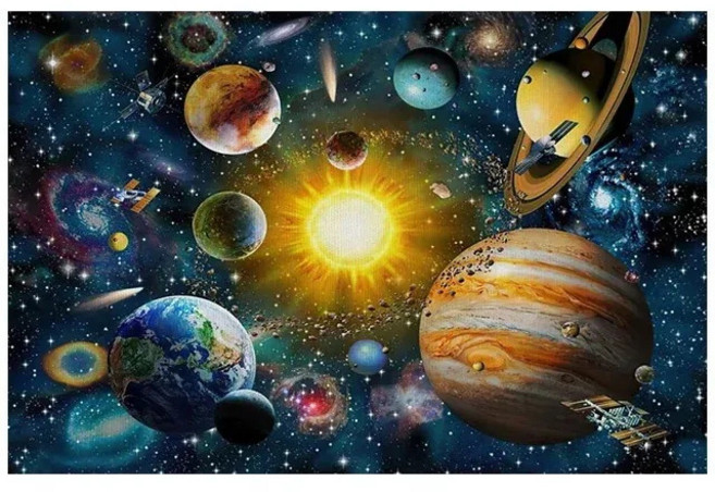 사방에 재물이 들어오는 보석십자수 캔버스 형액자 DIY세트 우주 지구 행성 은하 태양계 우주 목성 화성 복도 거실 서재 회사 현관 주방사무실 회랑 현관 벽 그림장식 벽장식 홈장식, J, 30*40cm  (액자 없음), 1개