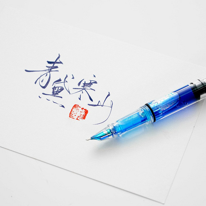 HS .163文竹鋼筆 練字活塞鋼筆 透明筆身 彩墨美術鋼筆, 彎尖(0.8
