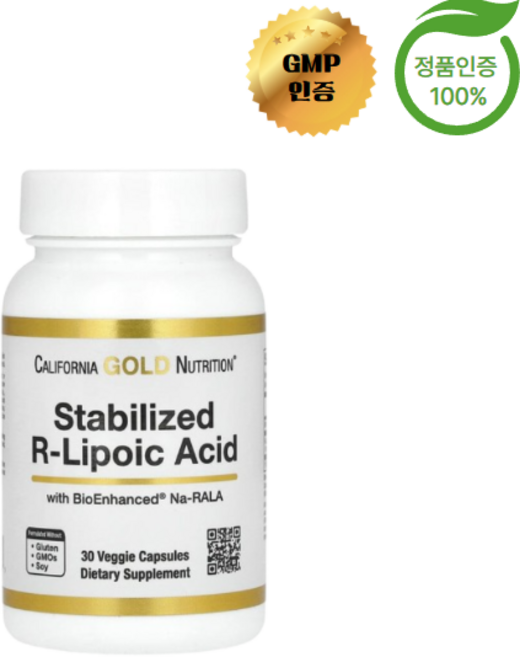 캘리포니아골드뉴트리션 안정화된 R-리포산 베지캡슐 30정, 1개