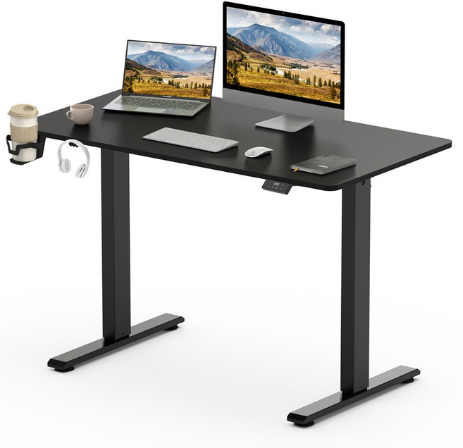 SANODESK 전동 높이조절책상 QS1 모션데스크 높낮이조절 스탠딩책상 전동컴퓨터책상, 블랙