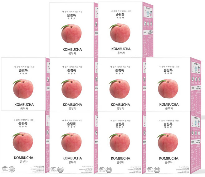 퓨어리턴 슬림톡 콤부차 복숭아 15포 10박스 유산균 사과초모식초, 2g, 15개입, 10개