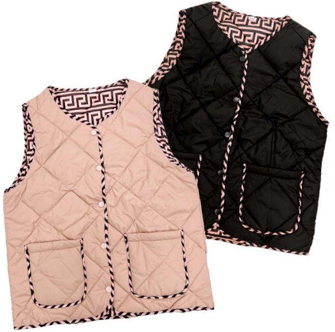 1+1 엘에이스 겨울 보온 여성 패딩 포인트 조끼 2P