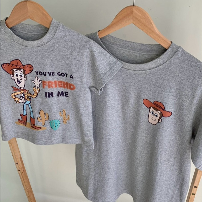 [디즈니 정품] 토이스토리 우디 카우보이 맘커플룩 엄마랑 아기랑 여름 반팔 티셔츠 5호