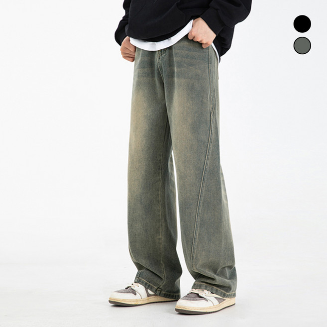HANYO 남성용 루즈핏팬츠 워싱 청바지