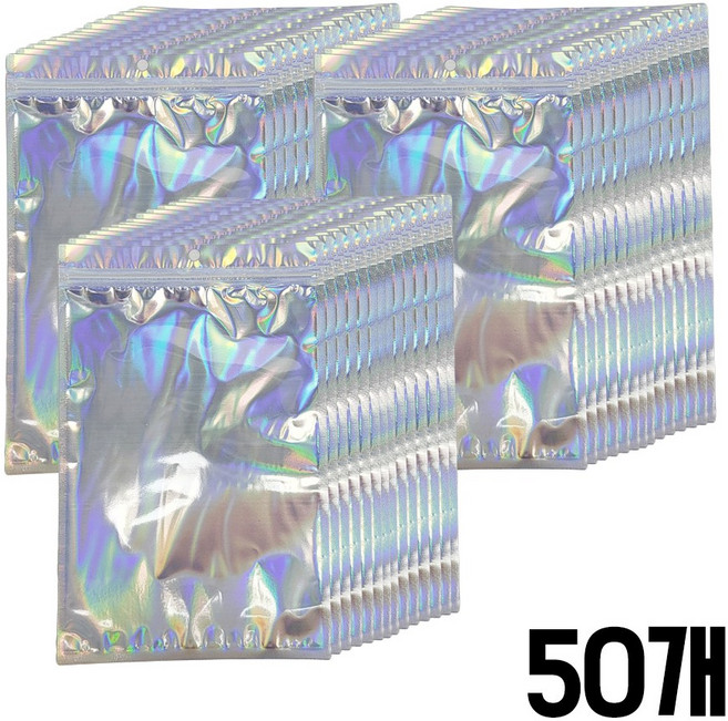 다용도 선물 악세사리 소품 포카 파우치 포장 홀로그램 지퍼백, 50개