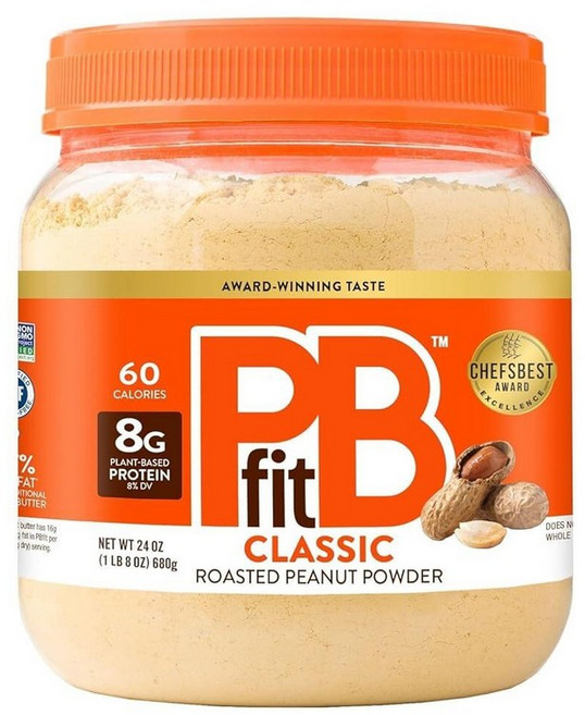 PBfit 680.4g(24온스) 클래식 땅콩 버터 파우더 진짜 구운 땅콩에서 퍼진 분말 단백질 8% DV 글루텐 프리 60칼로리 87% 적은 지방 (1팩)113648, 1개, 680g