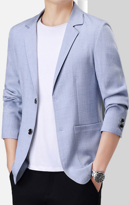 남성 여름 정장 자켓 가벼운 통기성 세미캐주얼 자켓 슬림핏 7부소매 아우터