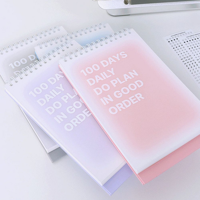 Smoa 가벼운 100일 데일리 탁상용 스터디플래너 2P 계획표 smoa*011579001EA sou+23219Dh, 핑크