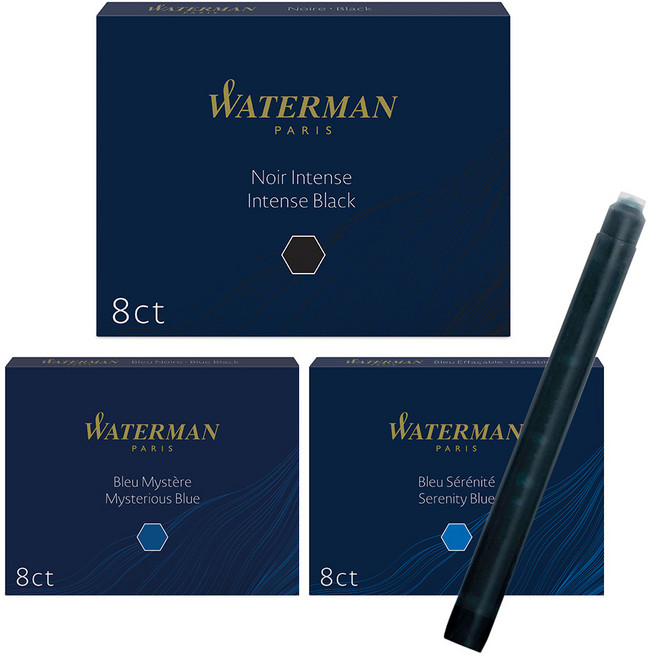 만년필 리필 : 워터맨 잉크 카트리지 (8개입), 블랙