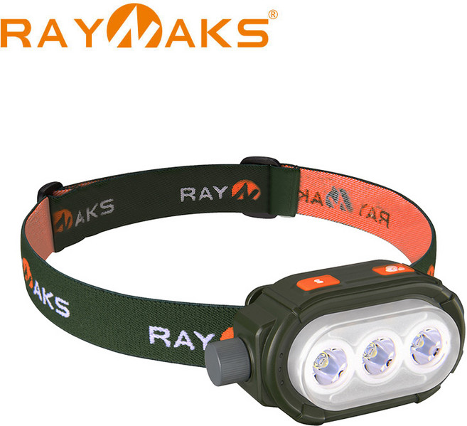 레이낙 트리탄 초경량 독일 오스람 LED 충전식 헤드랜턴 캡라이트, 올리브, 1개