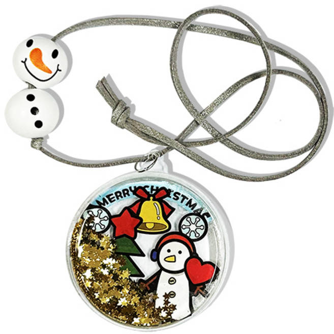 [칼라노리]크리스마스 스티커 스노우볼 목걸이/크리스마스만들기세트/워터볼 목걸이만들기, 1개