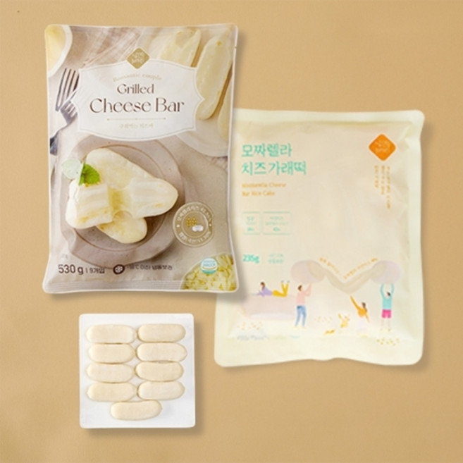 기타 [낭만부부] 구워먹는 치즈바(530g) + 모짜렐라 치즈 가래떡(235g), 1박스, 530g