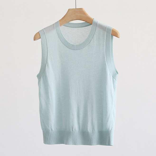 에르센 여성 부드럽고 시원한 민소매 니트 나시티 라운드넥 고급 소재 쿨론 텐셀 린넨