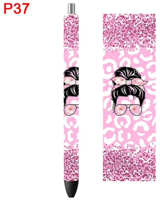 에폭시 펜 랩용 3D UV DTF 전사 스티커 레오파드 사용하기 쉬운 맞춤형 데칼 P23 4.75x1.5 인치 10 개, 06 P37