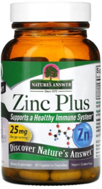 네이처스앤서 아연 플러스 25mg 비타민B6+구리 이뮨 시스템 60베지캡슐 (2개월분), 1개, 60정 - 쿠팡