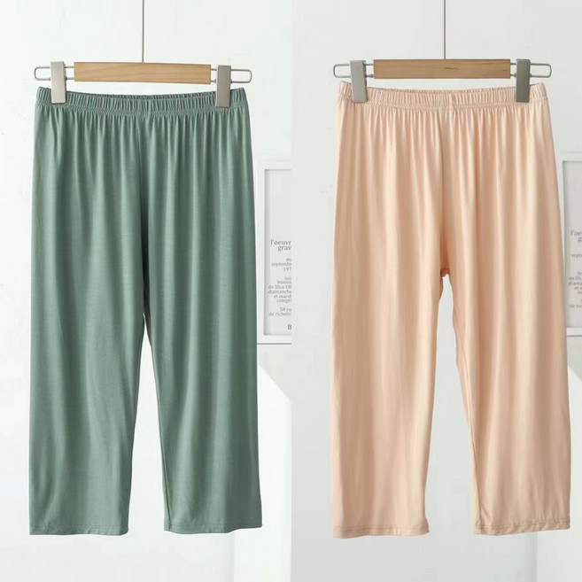 메인워크 1+1 중년 여성 7부 바지 여름 엄마룩 모달 스판 냉장고 루즈핏 레깅스 솔리드 속바지 쿨링 팬츠 2매입