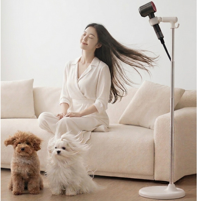 에스위두 각도 높이조절 핸즈프리 프리미엄 일체형 드라이기 거치대 스탠드, 화이트, 1개