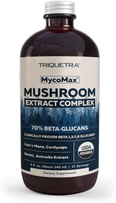 MycoMax Mushroom Complex - 70% Beta Glucans Max Potency Mushroom Supplement US Grown + Ultrasoni, Mushroom Extract Complex (Liqu, 8 Fl Oz (Pack of 1), 1개, 240ml - 쿠팡