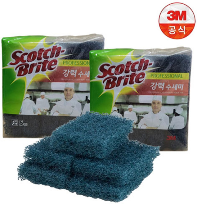 3M 스카치브라이트 강력수세미 불판 녹슨 탄 냄비 세척, 5개, 2세트