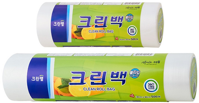 크린랲 크린롤백 500매X2개 총 1000매 중+대+은사수세미, 1세트