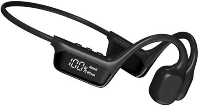 소리증폭기 음성 증폭기 난청보청기 S10 블루투스 5.4 진정한 골전도 헤드폰 IPX8 방수 DT5.0 MP3 내장 32GB 메모리 수영용 LED 디지털 디스플레이, 4) Black With 32GB, [01] Black With 32GB