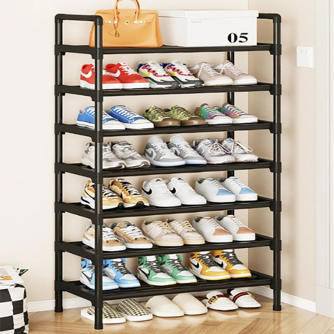 하스몰 프리미엄 다용도 멀티 신발장 신발정리대 60cm, 블랙, 7단