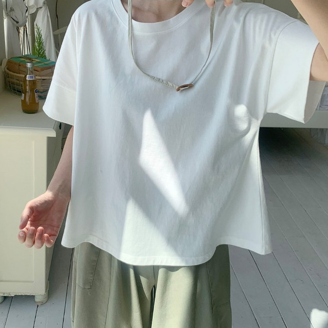 애플망고옷장 오버핏 여성 여름 반팔 카브라 머쉬 티셔츠