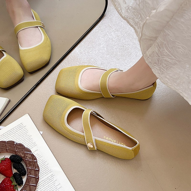 HAM 여성용 니트 메리 플랫슈즈