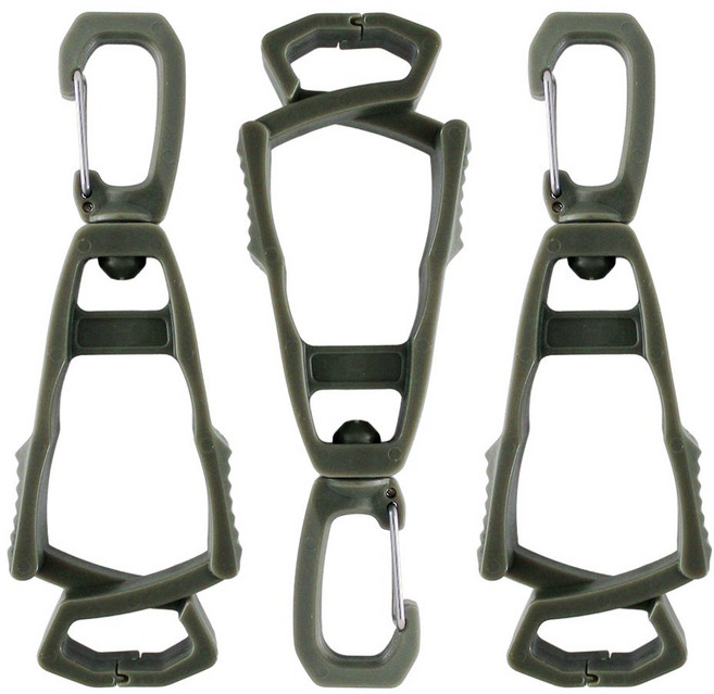 온더리스 장갑 집게 분실 방지 클립 360도 회전, 3개, 카키