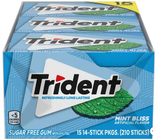 트라이던트 무설탕 자일리톨 껌 민트 블리스 (Mint Bliss), 1개, 521.63g