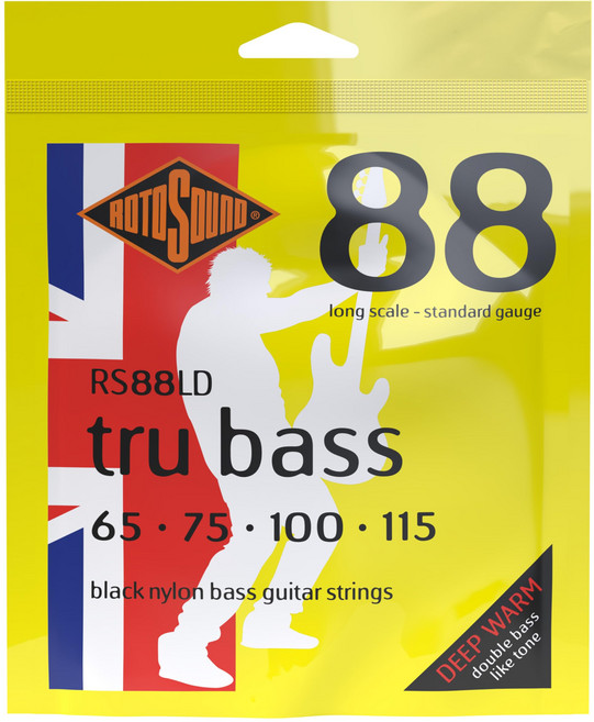 로토사운드 RS88LD 블랙 나일론 플랫와운드 베이스 기타 Rotosound RS88LD Black Nylon Flatwound Bass Guitar Strings (65 75, 1개