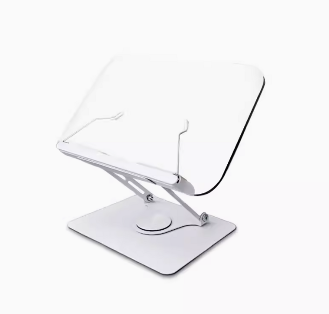 캐시풀 다용도 투명 독서대 높이조절 접이식 360도 회전, 화이트