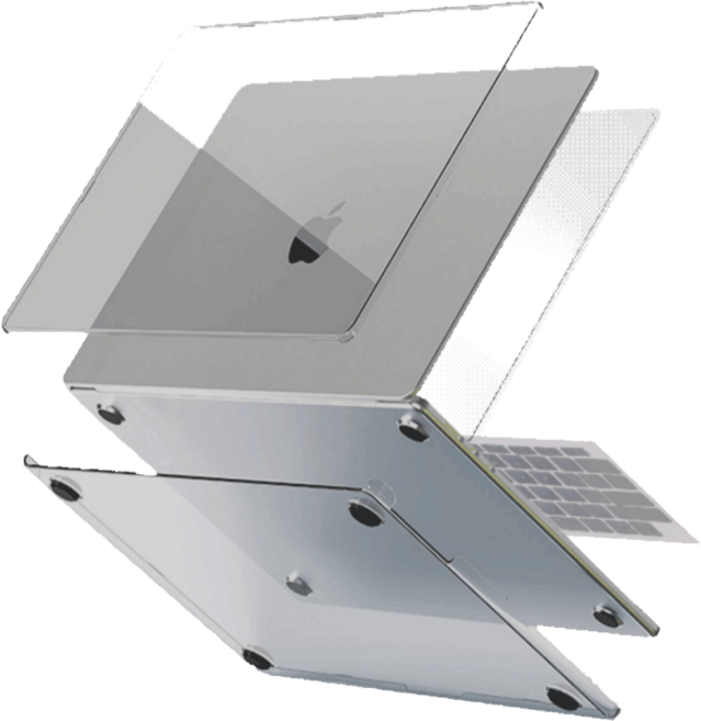 맥북 에어 올인원 보호 케이스 (투명 케이스 + 액정보호필름 + 키보드 스킨) - 맥북 에어 13.6 / 15.3 프로 14 / 16 M2 M3 M4 세트 초슬림 노트북 보호 커버, 1세트