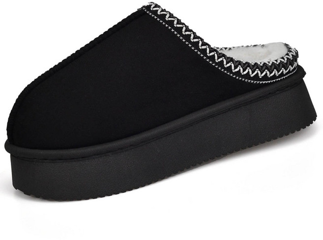 Beranmey 5cm 통굽 스티치 앵클 털슬리퍼 키높이 발편한 스웨이드 실내실외화 경량 고품질퍼안감