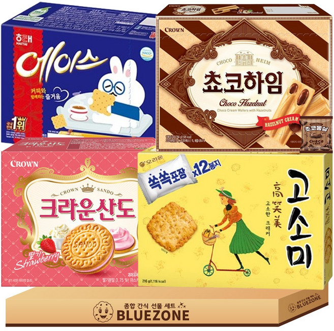 대용량 과자 간식 세트 고소미1개 쵸코하임1개 에이스1개 크라운 산도 딸기1개 몽실1개, 1개