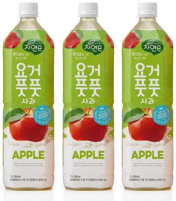 웅진 자연은 요거풋풋 사과 1.5L 낱개 / 3페트, 3개