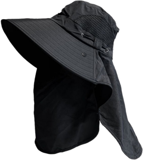 오프루어 햇빛가리개 자외선차단 낚시 모자, FREE, 블랙