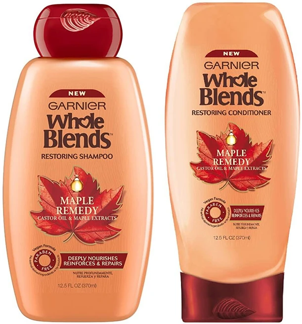 가르니에 홀 블렌드 메이플 레메디 리스토어링 샴푸 370ml 1개 컨디셔너 370ml 1개 세트 - 쿠팡