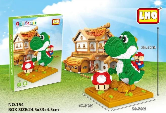 슈퍼 마리오 마이크로 빌딩 블록 공주 복숭아 Bowser Yoshi 피규어 DIY 조립 미니 벽돌 장난감 크리스마스, 01 154 Yoshi