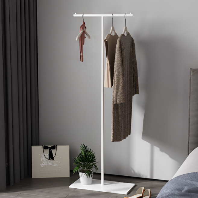 리비움 T자형 철제 스탠드 행거 매장용 옷가게행거, 심플 화이트
