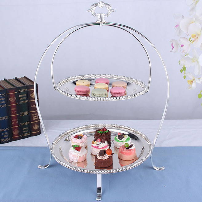 케이크스탠드 2단 카페트레이 조립식 플레이팅접시 3145, 1개