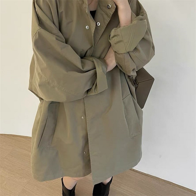 swygsqql 봄여름 여성 캐주얼룩 루즈핏 트렌치코트