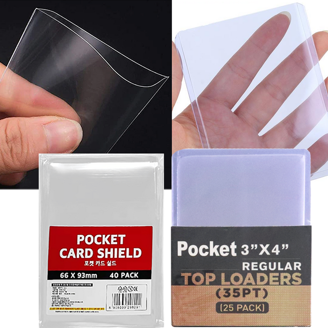 해피아이 투명 탑로더 포카 슬리브 포카 바인더 opp 비닐 실드 앨범, 탑로더 25매+실드 비닐 40매